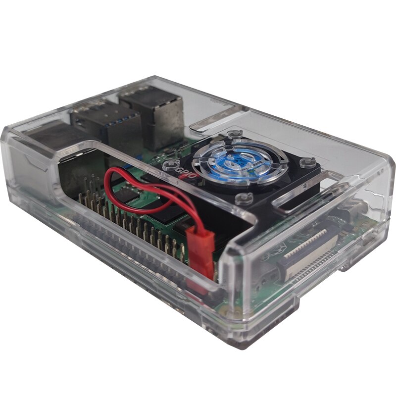 Funda Raspberry pi 4, carcasa Raspberry Pi con ventilador de refrigeración, funda negra transparente para Raspberry Pi 4 modelo B, Pi 4B, Pi 4