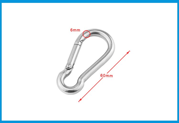 6mm Multifunctional 304 Stainless Steel Spring Snap Carabiner Quick Link Ring Hook snap shackle Chain Fastener Hook