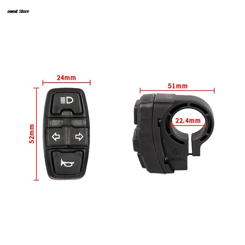 Electric Bike Scooter Light Switch DK336 for Motorcycle Button Turn Signal Light