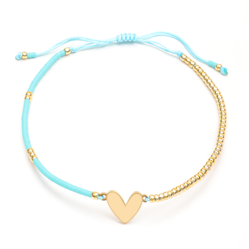 ZMZY, nueva pulsera clásica de corazón para mujer, cuentas simples de semillas Miyuki, pulseras de cuerda coloridas para mujer, de joyería: Color amarillo dorado claro