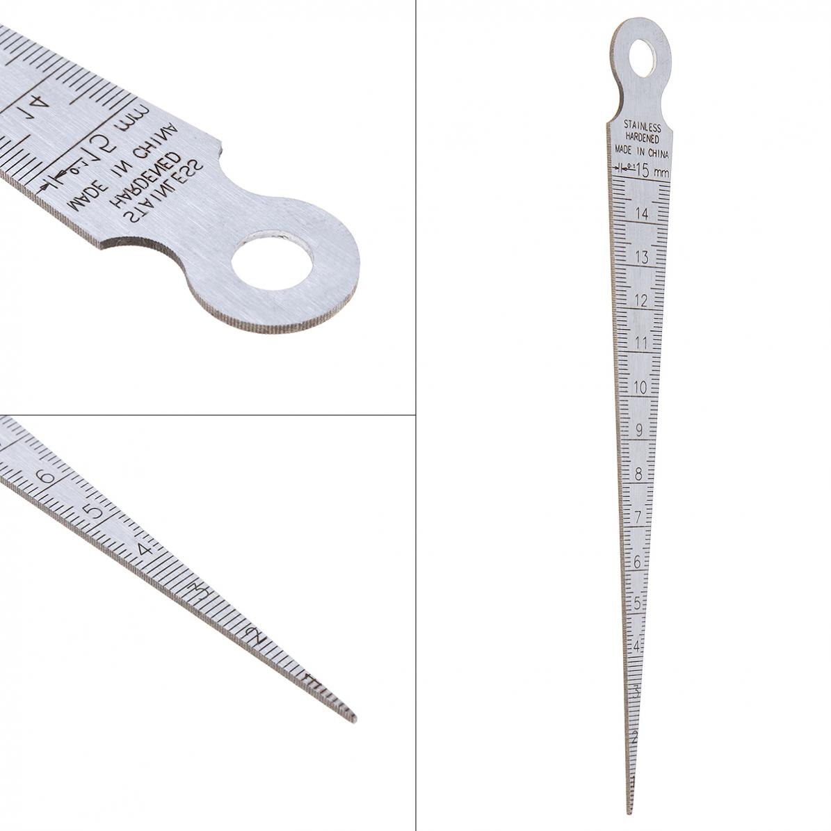 Measuring Gage Metric Stainless Steel Wedge Feeler Aperture Ruler with 1-15mm Range and 1mm Accuracy for Measuring Depth