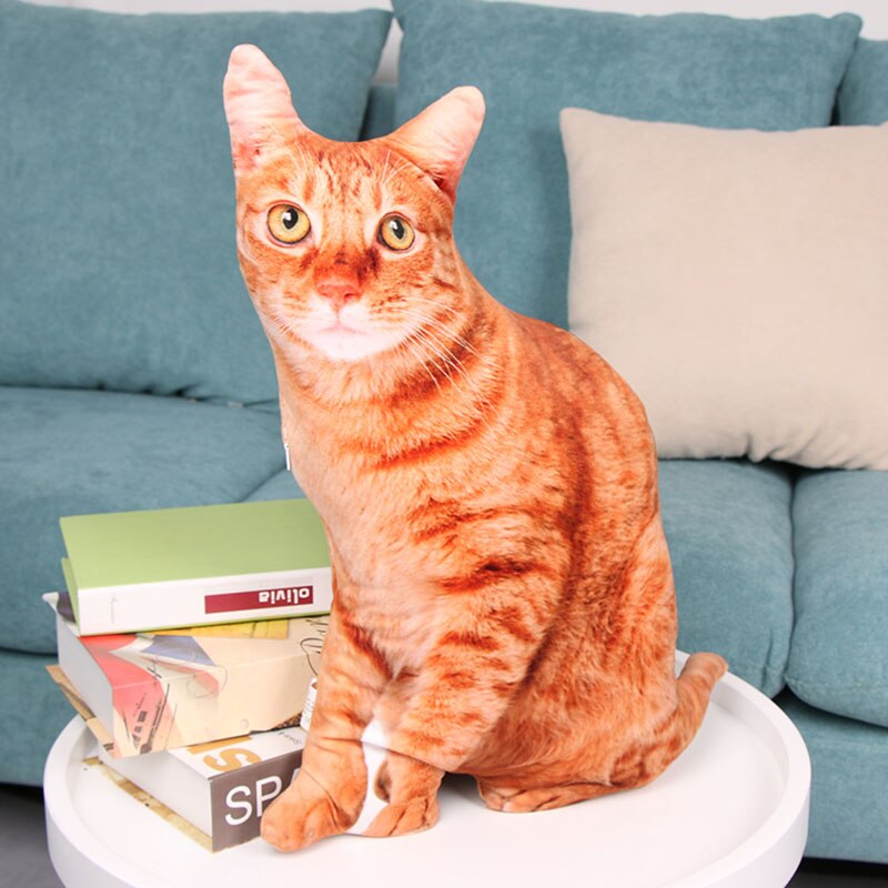 46cm 3D Simulation chats oreiller en peluche jouets Simulation Animal en peluche chat oreiller canapé housse de coussin pour noël