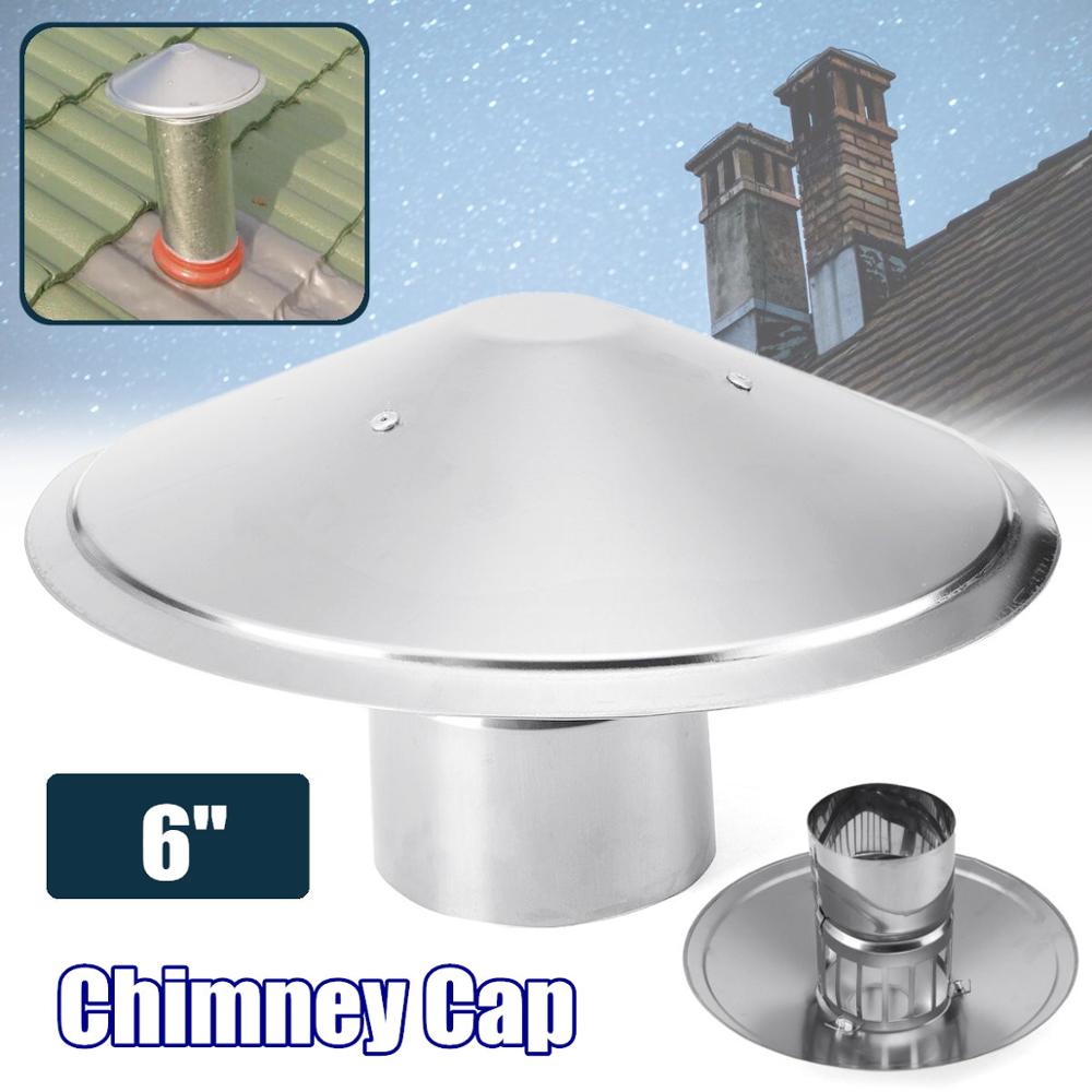 6'' Stove Pipe Chimney Cap Fireplaces Rain Mushroom Shaped Roof Ventilation