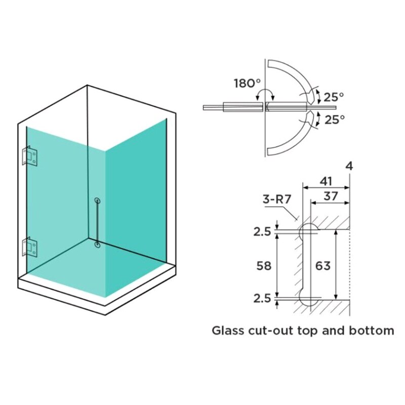 thumbnail image 2 of Brass Glass Clamp Square U-Shaped Shower Door Hardware For 8-12mm Tempered Panel Bathroom Fixture Chrome/Brushed/Black/Gold(Gold 2 of 11