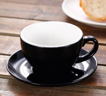 150ml dicken körper keramik kaffee tasse und untertasse für flache weiß: glänzend Schwarz