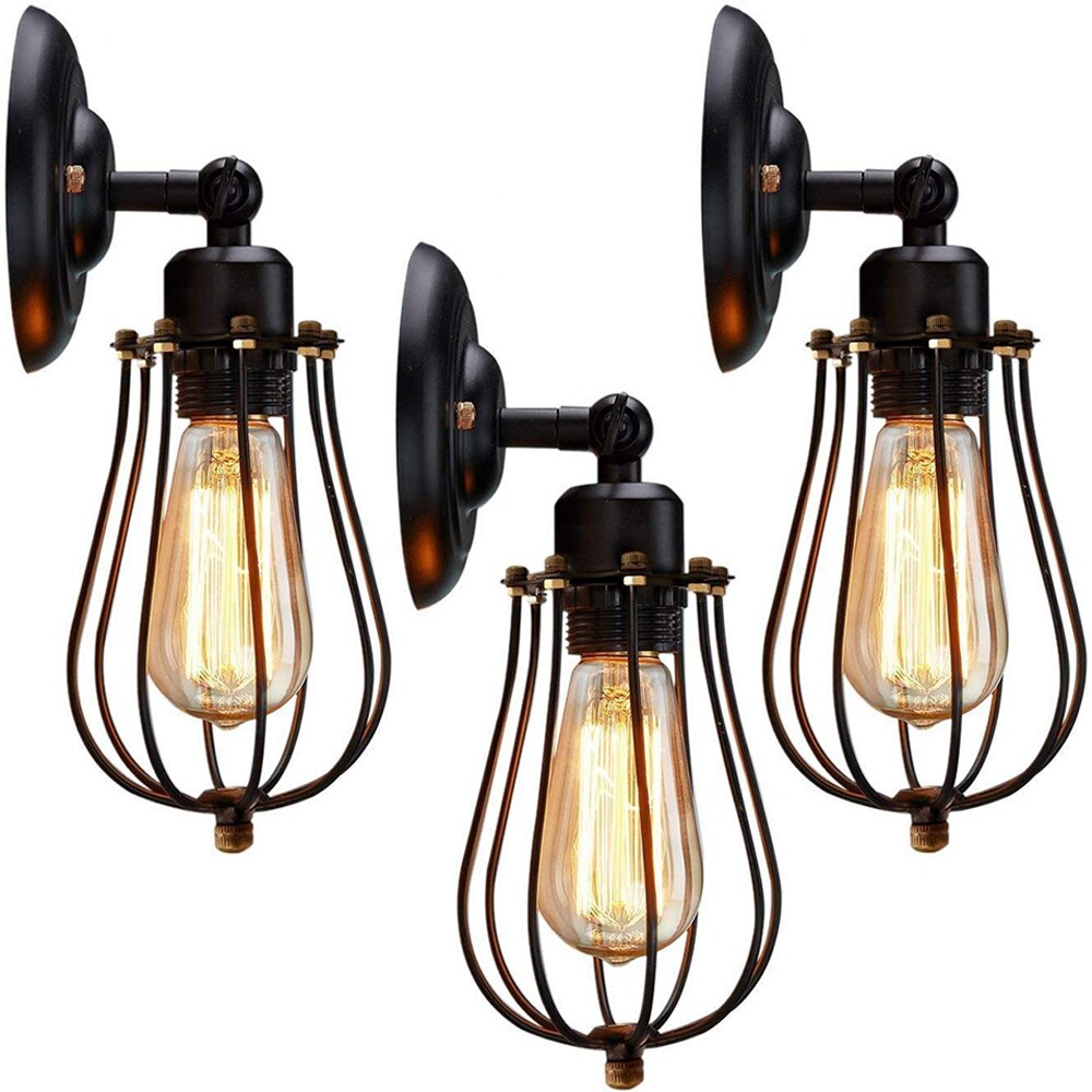 Rustic State Set of 1/2/3/4 Fixture Metal Wire Cage Lamp Guard Vintage Style Lamp Cage Lamp shades Bulb Guard Lamp Cage D30: 3 Pack