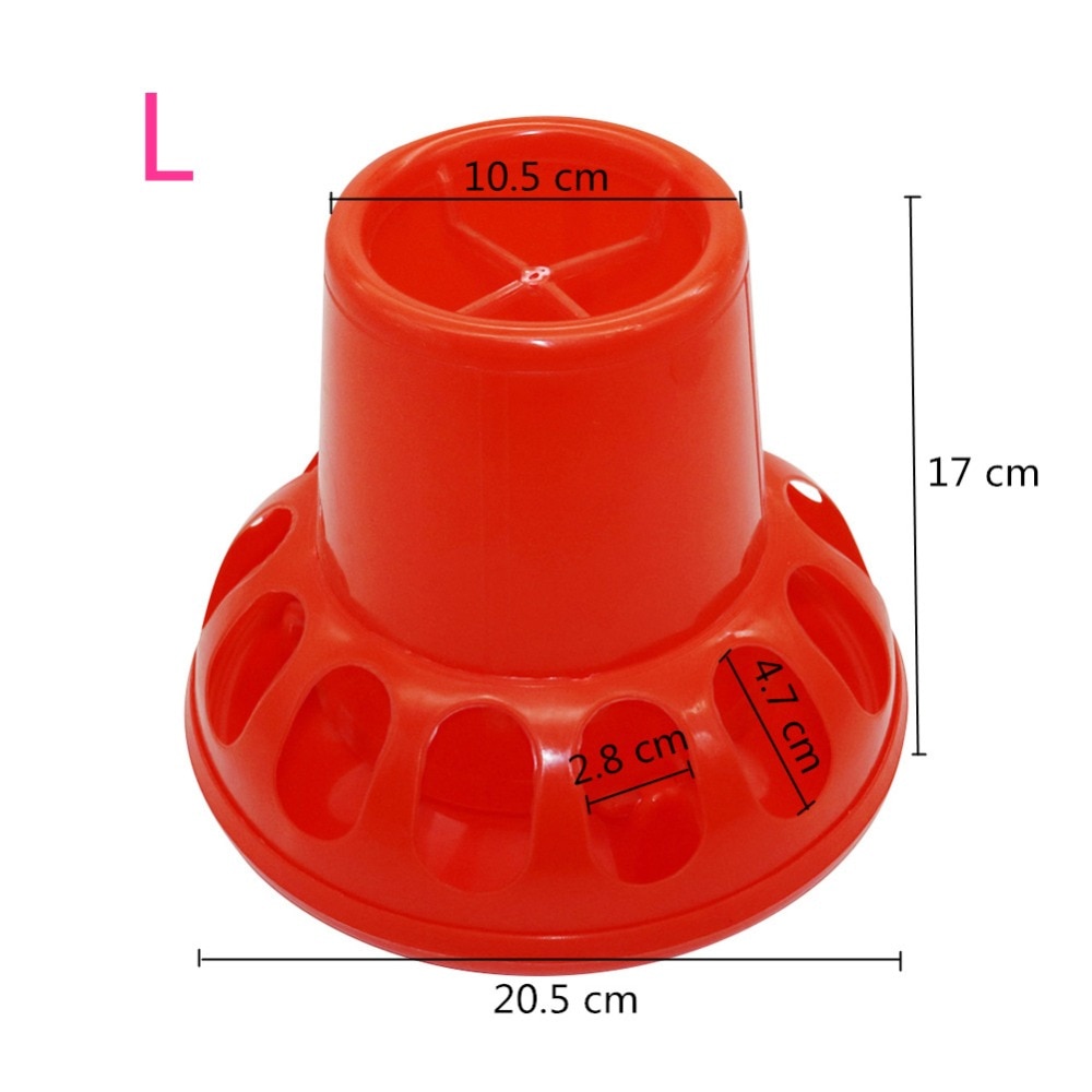 2 Pcs Poultry Farming Tools Red Plastic Chicken Feeders Quail Feed Bucket Feeder Capacity 2Kg 3Kg Poultry Feeding Tools