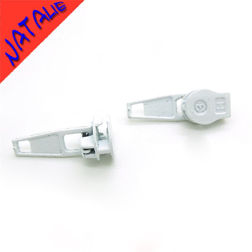 25pcs 3# Zinc Alloy Auto Lock Automatic Zipper Puller Sliders for Nylon Zippers Home Textiles zip slider: White