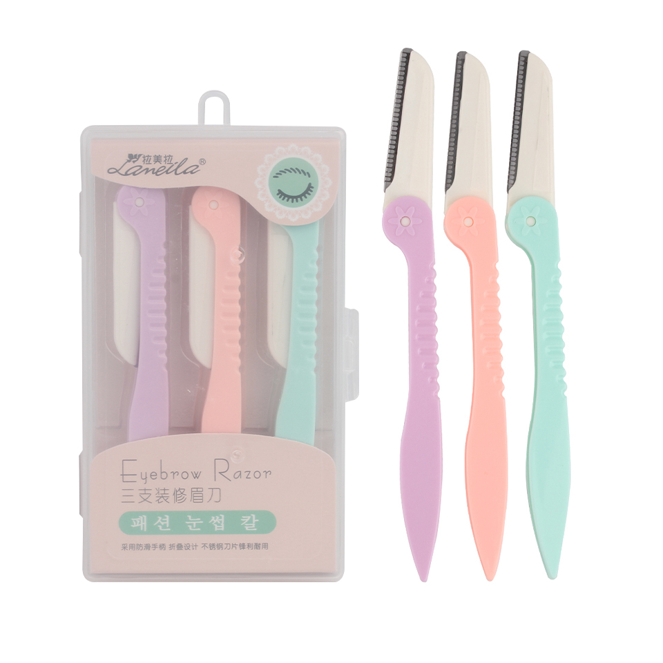 1/3PCS Eyebrow Razor Eyebrow Trimmer Shaver Blade Eye Brow Shaper Face Razor Facial Hair Remover for Eye Beauty Makeup Tools: 3pcs in a box