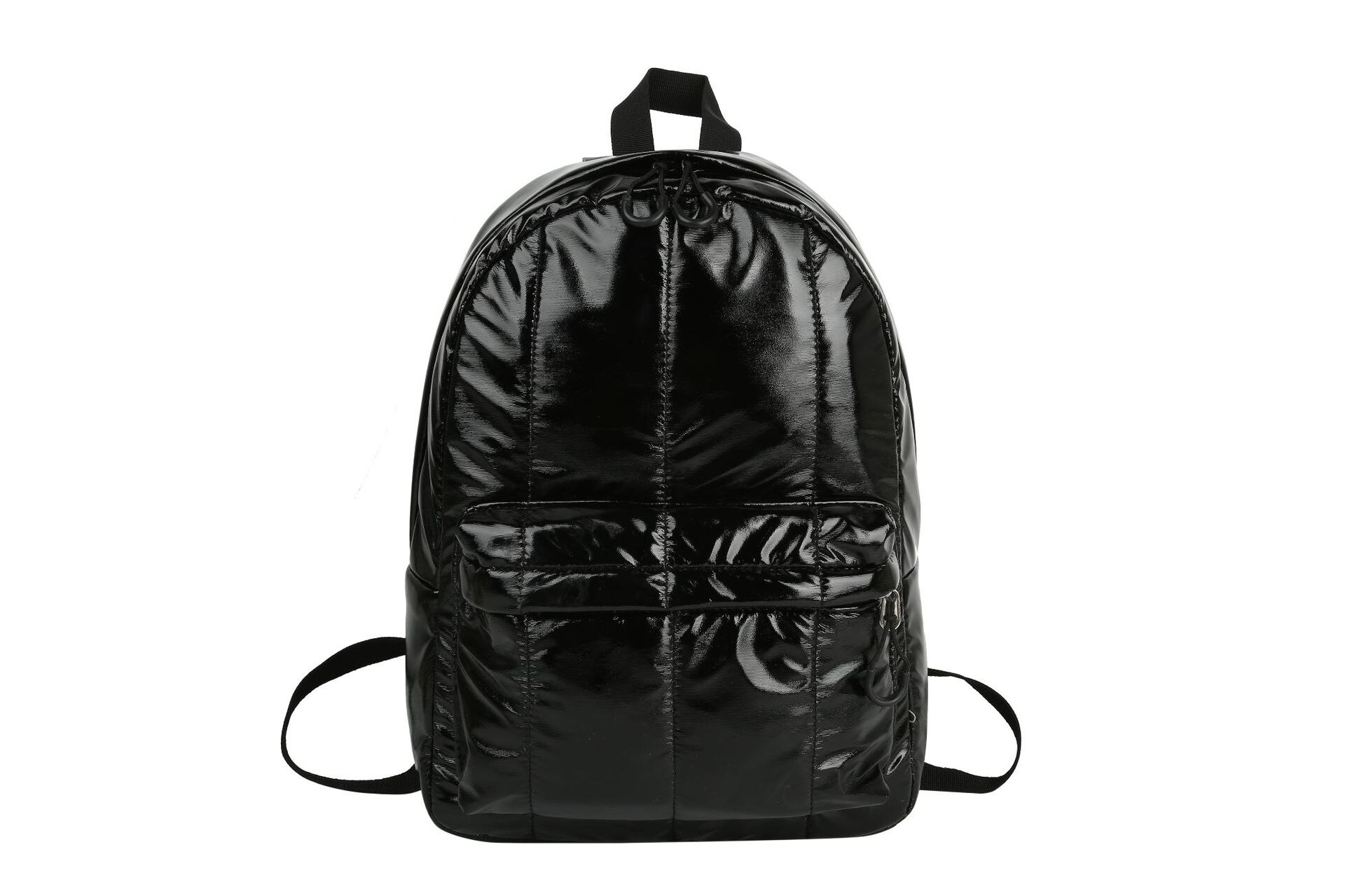 Moderna y brillante mochila Unisex de Color sólido, resistente al agua, para hombre y mujer,: Black