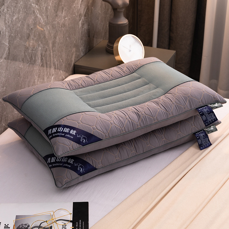 100% Cassia Pillow Protects Cervical Spine Help Sleeping Pillow Core Shaped Latex Pillow No Collapse Deformation Bedding: Akiko pillow-grey