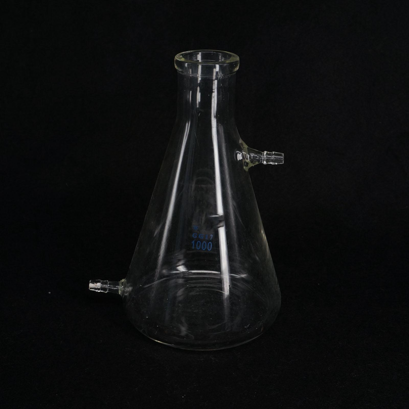 1000ml Glass Filtering Flask Lab Bottle With Double 10mm Hose Vacuum Adapter