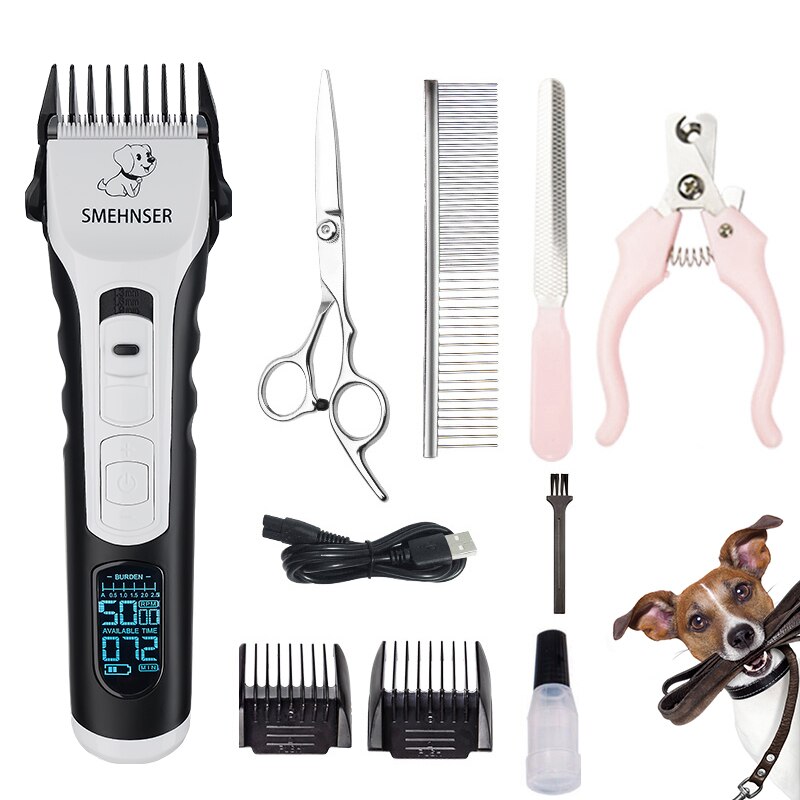 Tondeuse voor honden, lcd-scherm, hondenkapsel, trimset, kattentrimmer, scheerapparaat voor dieren, 5 snelheden: X12- s-kit 2