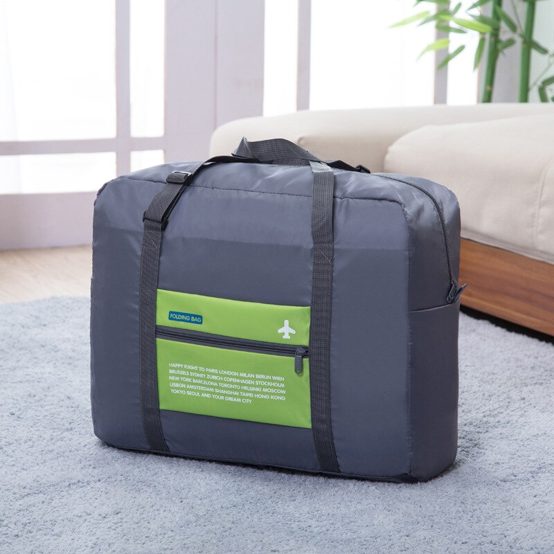 Bolsa de viaje portátil de gran capacidad, bolsa de viaje plegable de nailon, bolsa de viaje para aviones, bolsa de viaje para la noche, bolsa de lona de almacenamiento: green