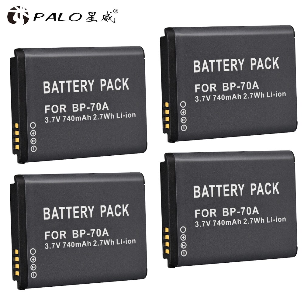 BP-70A BP 70A BP70A rechargeable camera battery 740mAh for Samsung ES65 ES70 TL105 TL110 PL100 Camera SLB-70A battery: 4pcs