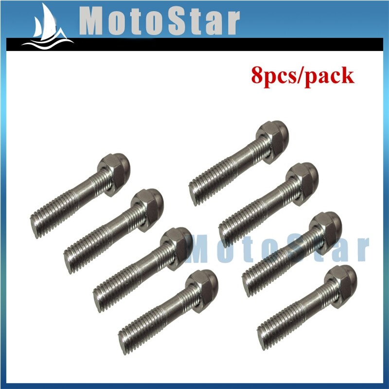 Goujon d&#39;échappement M6 x 35mm, écrou bombé pour Pit Dirt Bike, ATV Quad Go Kart: 8 pieces