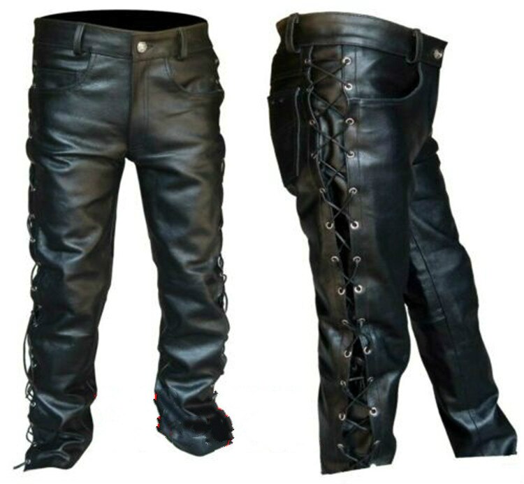 männer Leder Hosen Lokomotive Punk Stil Hosen für Männer Winter Herren Kleidung Pantalon Homme Plus Größe Herren kleidung: Black / S