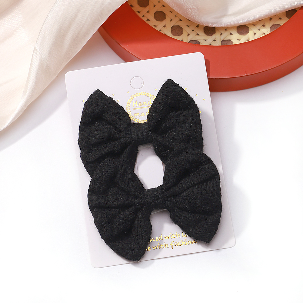 2 unids/set de pinzas para el cabello con lazos bordados, horquillas sólidas para niñas, pasadores de algodón hechos a mano, pasador de pelo de mariposa para niños, sombreros coreanos: Beige