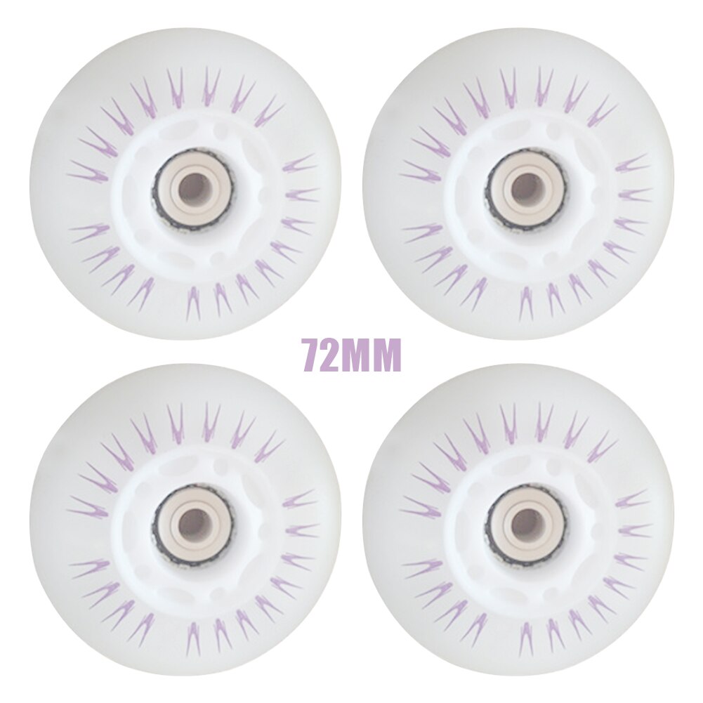4pcs PU Colorful Safe Inline Roller High Hardness LED Light Sliding Flashing Skate Wheels For Kids Luminous Rollerblade 90A: 72mm