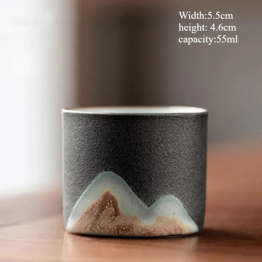 Handmade Ceramic Coffee Mug with Wooden Handle - Retro Tea Cup, Office Water Cup Filter , Unique Birthday: Light Grey