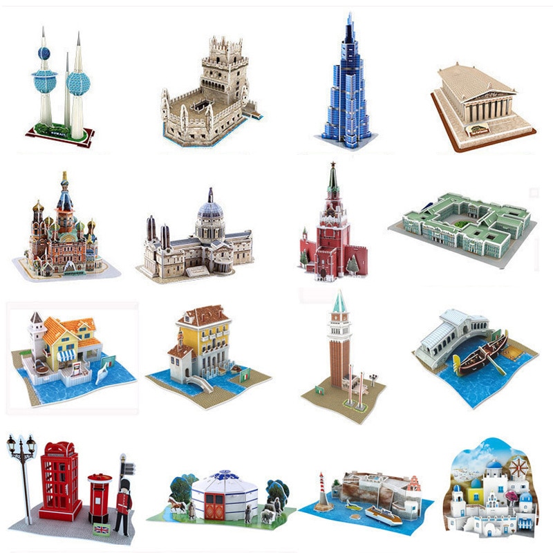 Di Fama mondiale di Modello di Edificio 3D tre-dimensionale Puzzle di Carta FAI DA TE Assemblati Per Bambini Puzzle Educativi Per Bambini Giocattoli Per Bambini