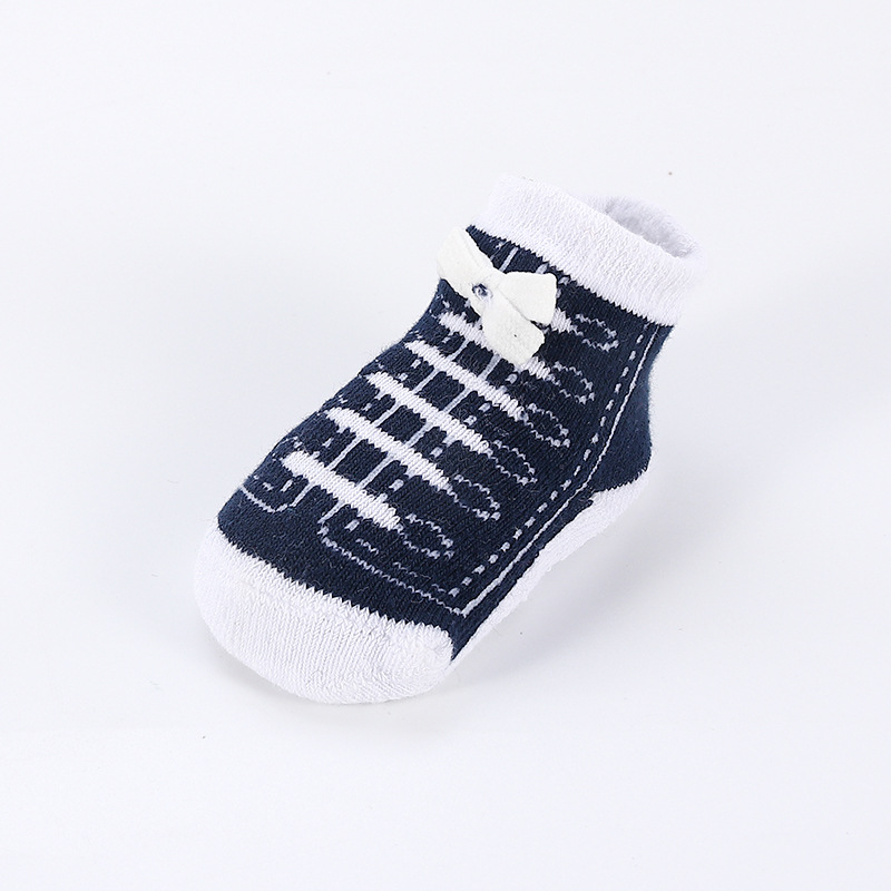 Baby Sokken Anti-Slip Katoenen Pasgeboren Meisjes Jongens Sokken Voor 0-12 Maand Kinderen Kids Rubber Grip Sokken schoenen Peuter Eerste Walking: Navy