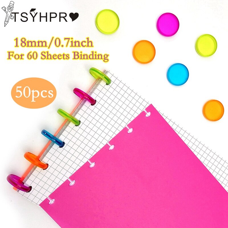 50Pcs 18mm Mushroom Hole Disc Binders for Notebooks/Planner Diy Loose Leaf Binding Rings Discbound Discs CX19-004