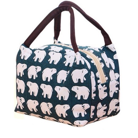 Verscheidenheid Patroon Lunch Tas Draagbare Geïsoleerde Canvas Iunch Tas Thermische Voedsel Picknick Lunch Tassen Voor Vrouwen Kids: Polar bear