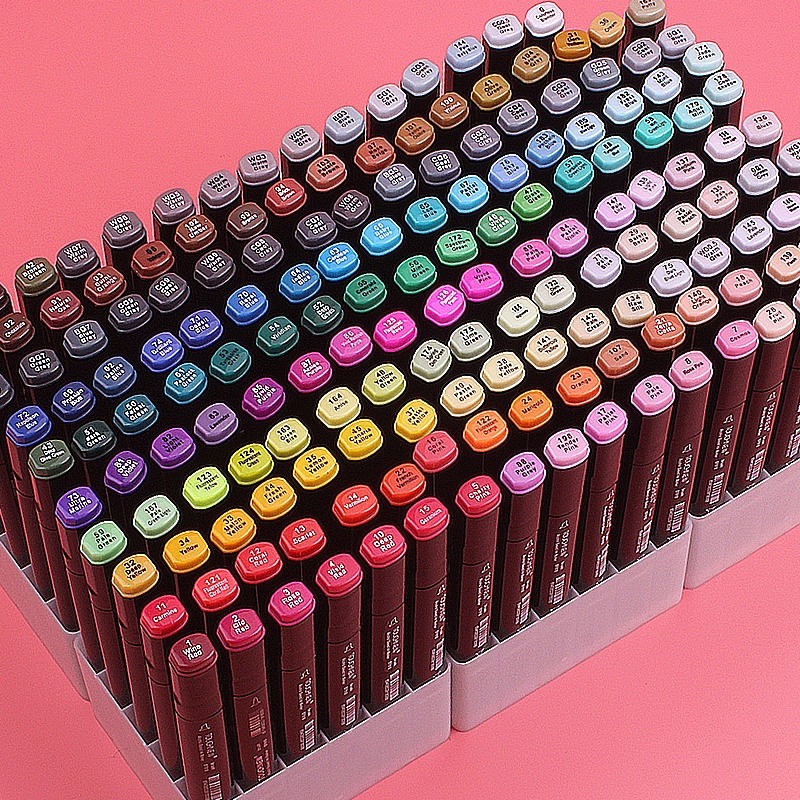 12/40/60/80Pcs Alcohol Dual Tip Marker Pens Manga Drawing Markers Pen Alcohol Based Brush Pen Art Supplies