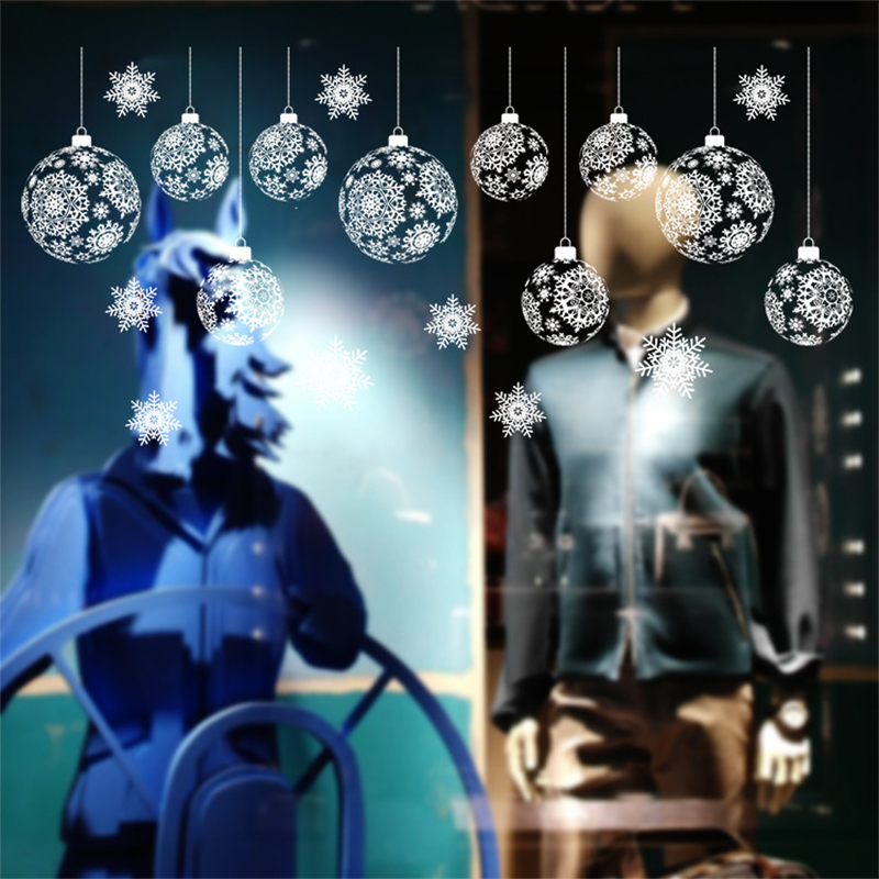 Kerst Glas Stickers Wit Rendier Sneeuwvlok Sneeuwpop Raamstickers Vrolijk Kerstfeest Brief Glas Decor Diy Verwijderbare Stickers