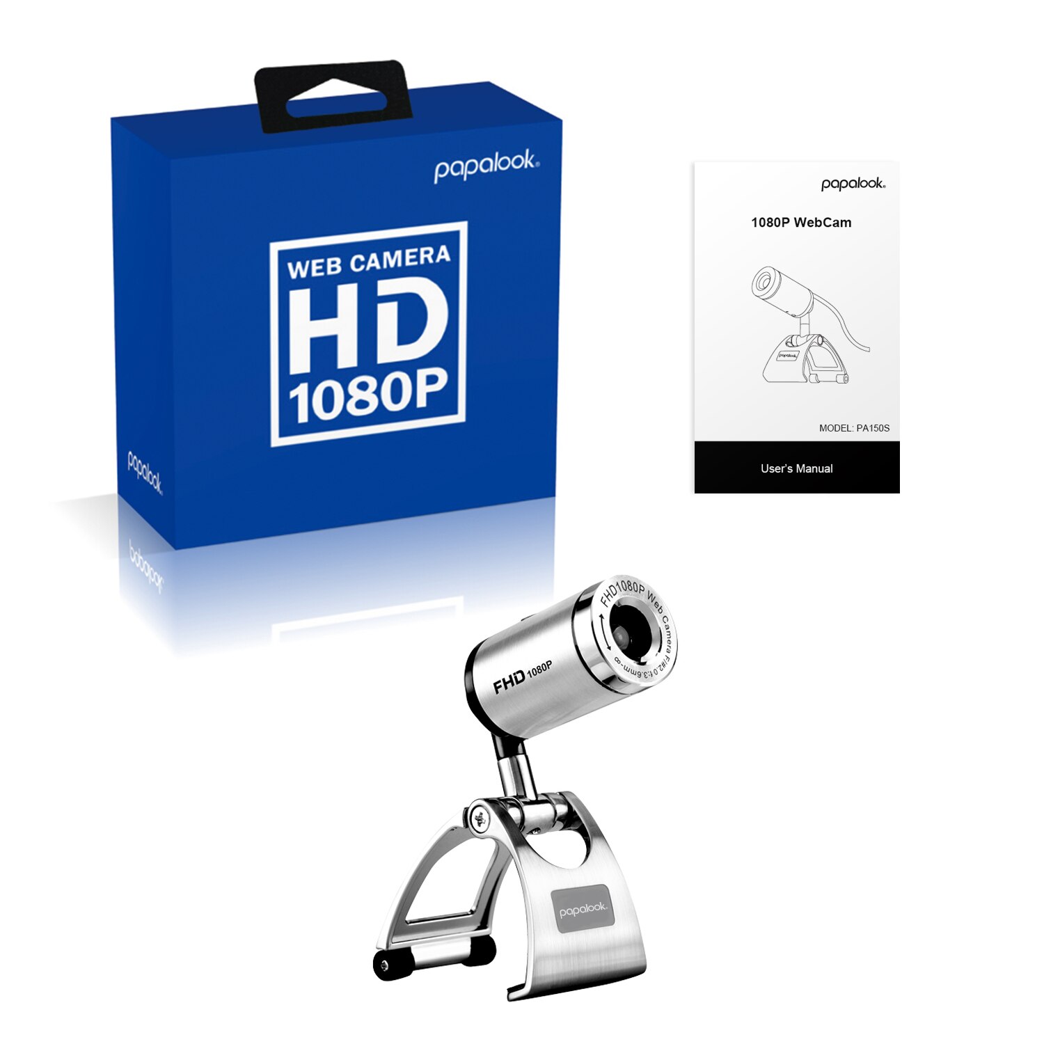 Volle HD 1080P Webcam, PAPALOOK Pa150S 30FPS Metall Netz Kamera mit Mic, USB 2,0 für Mannschaften Zoomen Treffen Video