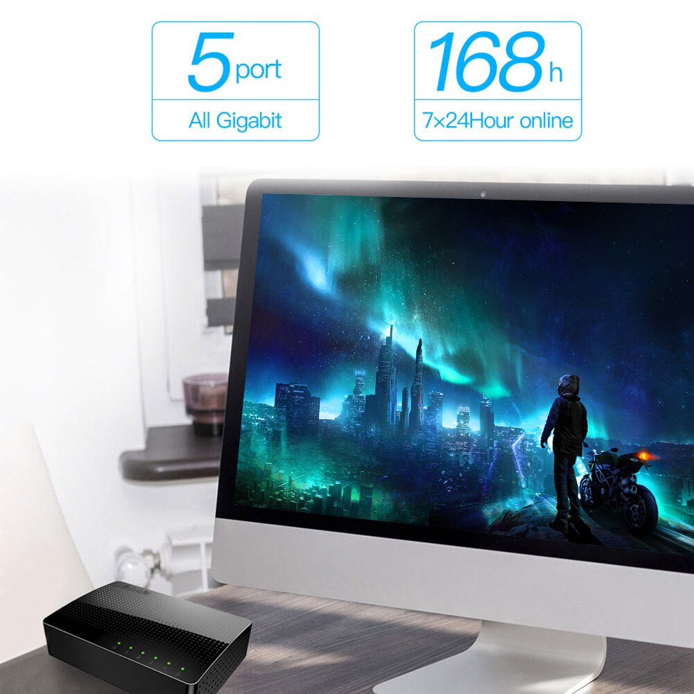 Commutateur de bureau modèle Tenda, SG105 gigabit, mini 5-Port, interrupteur pour le réseau Ethernet LAN, Hub, RJ45 avec dérivation du concentreur