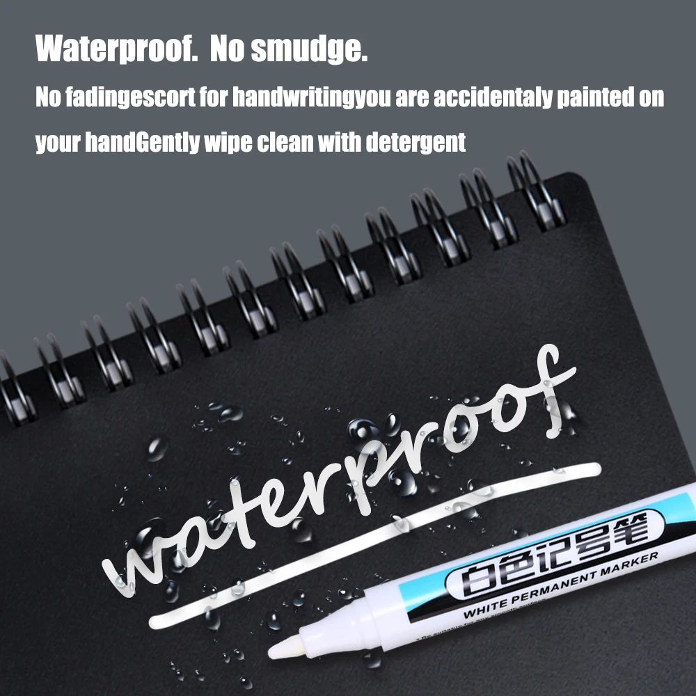 5/1Stck Fettige Weiße Marker Stift Graffiti Stifte Wasserdicht dauerhaft Gel Bleistift Reifen Notizbuch Glas Malerei Stift 0,7mm 1mm 2,5mm