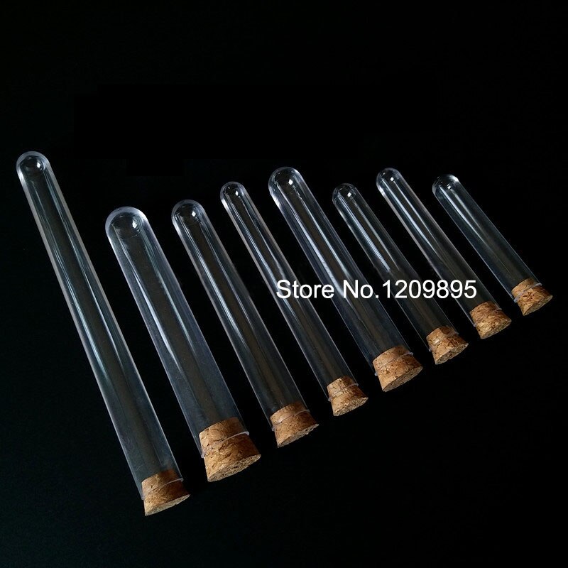 100 st/förpackning 12*60mm st 4ml rundbottnat plastprovrör med kork bröllop hård transparent flaska lab