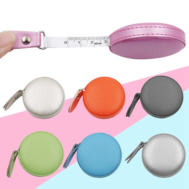 Measuring Tape Portable PU Leather Round Mini Tape Measures Retractable Ruler For Body Waistline Chest Circumference