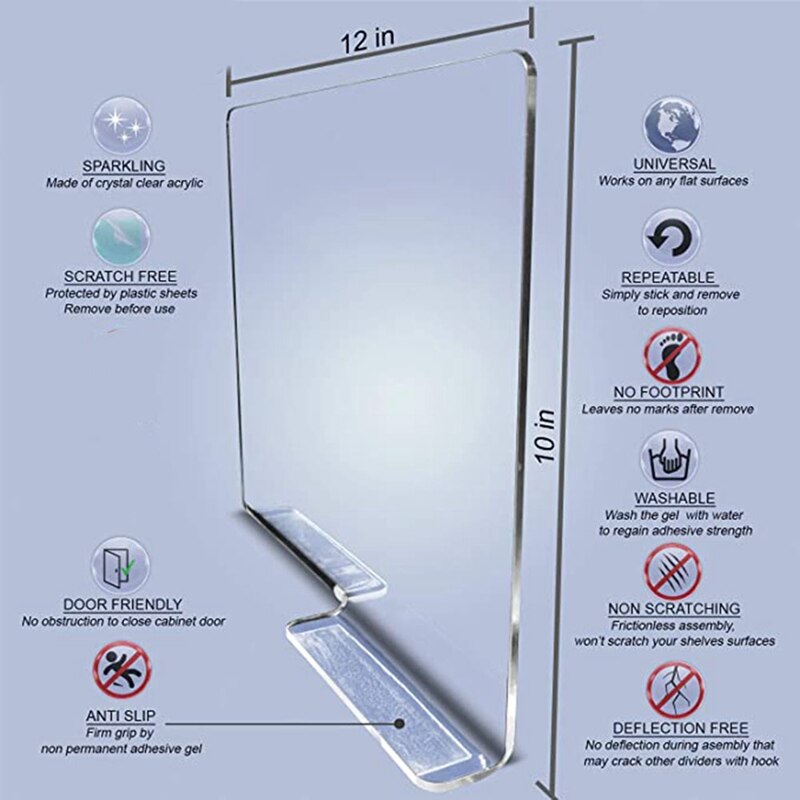 4Pcs Shelf Dividers, Closet Organization and Storage, Organizers Shelves, Sturdy and Anti Slip with Removable Nano Tape