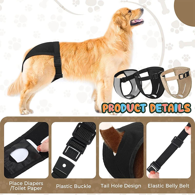 Female Dog Estrusing Nappies with 8 Sanitary Pad For in Bleeding Physiological Washable Nappies Anti Male Dogs Harass Pants