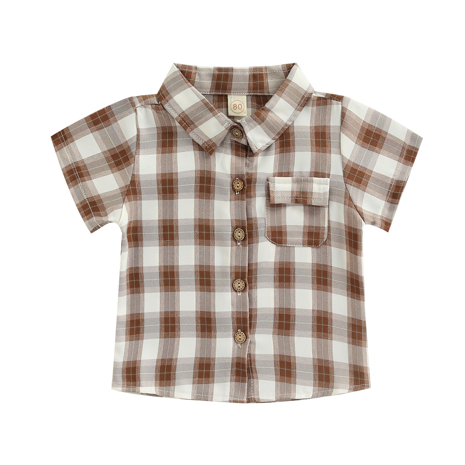 1-5Years Boys Short Sleeve Shirts Toddler Kid Lapel Buttons Contrast Color Plaid Shirts Tops: A / 5T