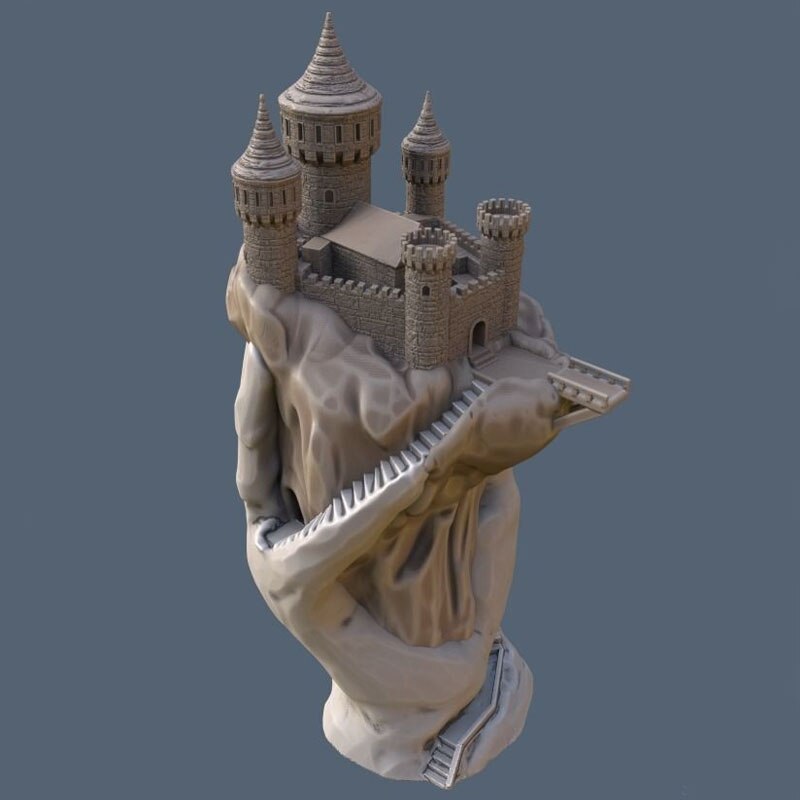 3d modelbygning til cnc  or 3d printer i stl filformat -slottet i hånden