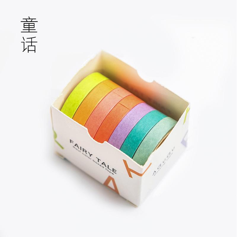 7 ruller washi tape sæt farvet malertape pakke dekorative tynde tape børn og vridning: J