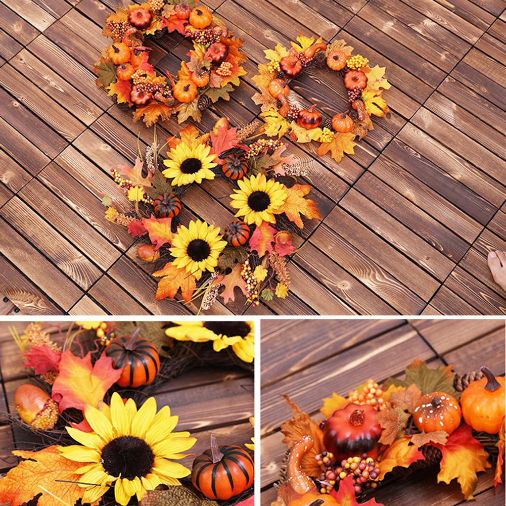 Halloween Pompoen Krans Pvc Krans Halloween Decoraties Voor Huis Zon Bloem Cane Krans Thanksgiving Muur Home Decoratie