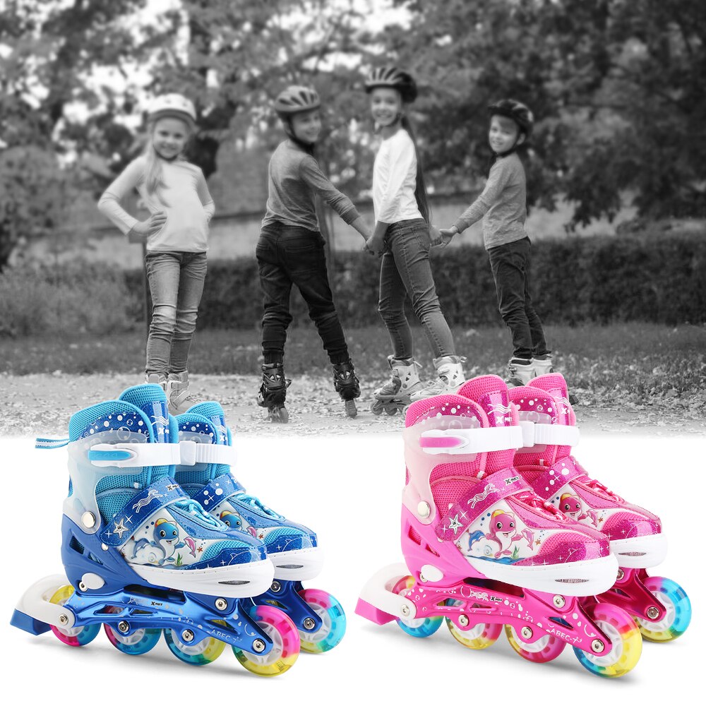 Justerbare børneskøjter med lysende hjul blinker rulleskøjter til børn drengepiger