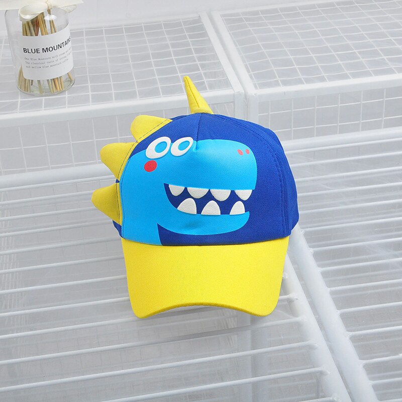 Spring Summer Baby Hat Cartoon Dinosaur Kids Boys Baseball Cap Casual Outdoor Children Snapback Hat: blue