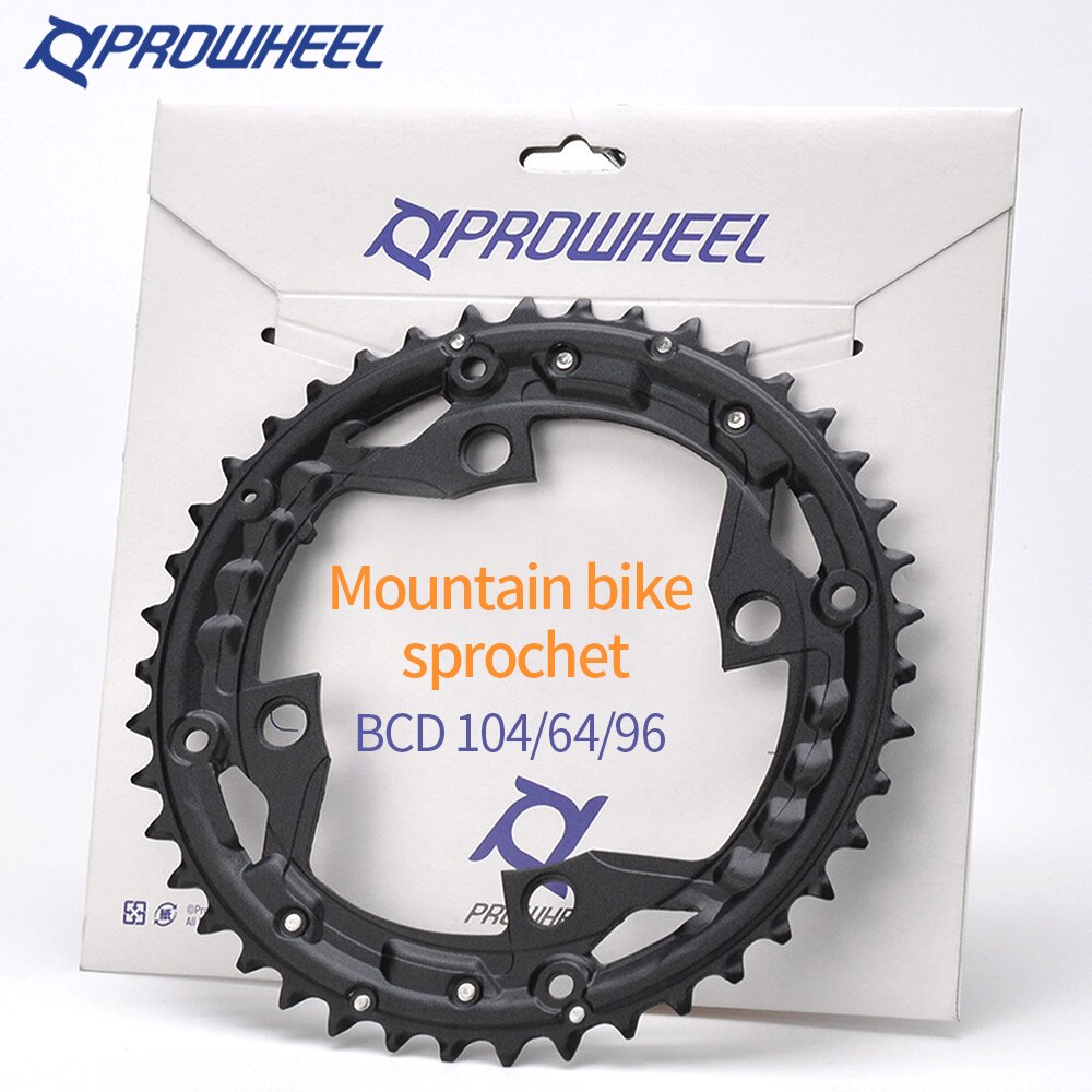 PROWHEEL-plato redondo para bicicleta de montaña, rueda dentada de aleación de acero, 64/96/104BCD, 22T, 24T, 30T, 32T, 40T, 42T, 44T