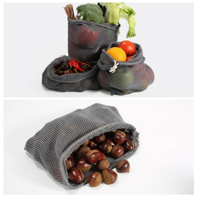 Keukengroenten voedselnet opbergzak boodschappentassen katoenen net trekkoordtas