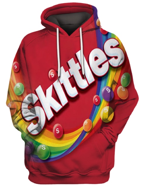 Skittles Rainbow 3D Full Printed Hoodies Men/women Hipster Streetwear Outfit Autumn Girls Hiphop Hood Sweatshirts Tops Clothes: Asian size L