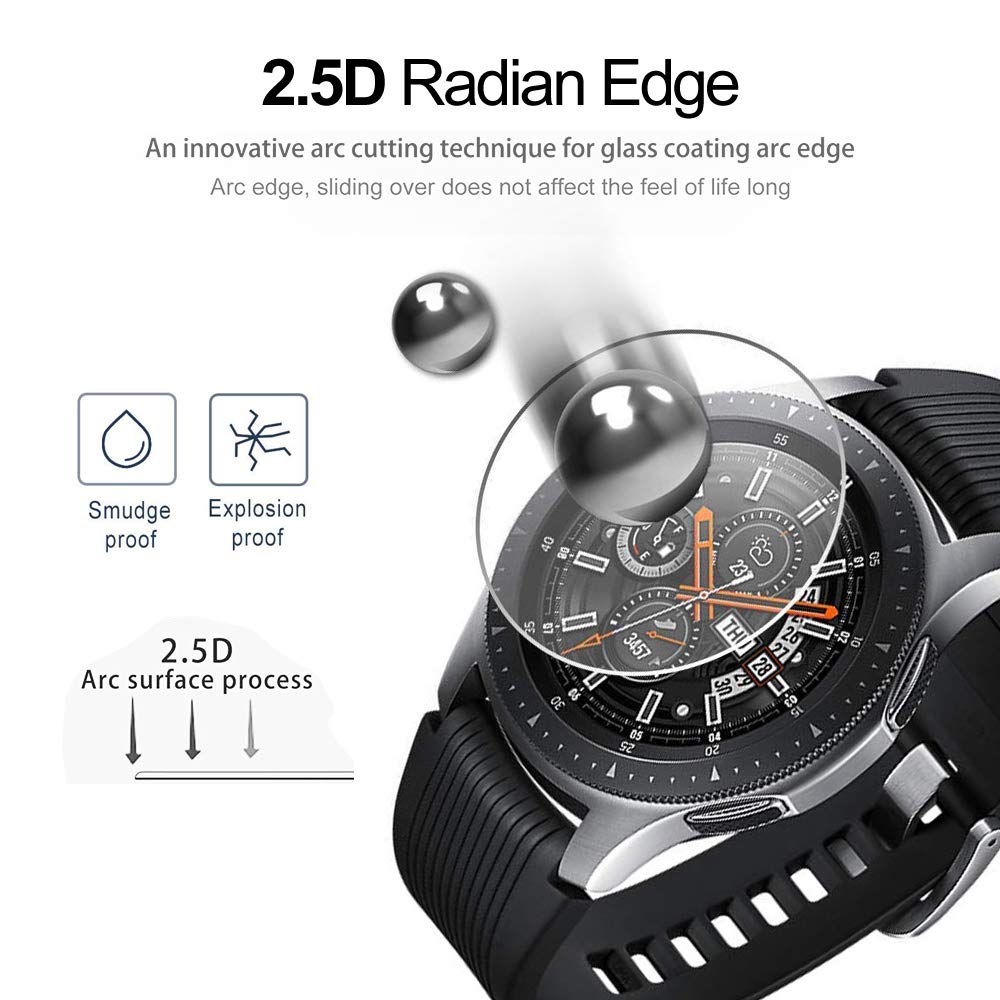 Protector de pantalla de vidrio templado para Samsung Galaxy Watch, antiexplosión película protectora, antigolpes, 42mm, 46mm, 2 uds.