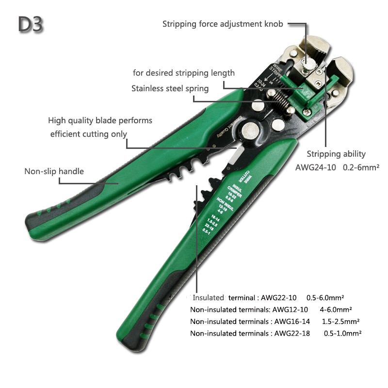 Crimping Tool Kit Multitool Engineering Ratchet Terminal Crimping Tool Crimping Tool+Screwdriver+Wire Stripper hand tools set