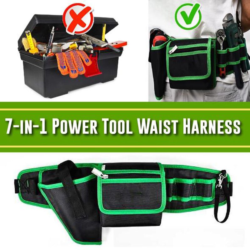 7 in 1 Electric Tool Waist Harness Waist Pouch Bag for Hardware Tools EDF88