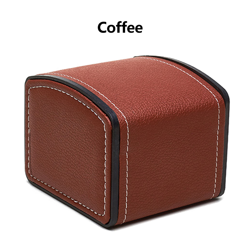Smykkeudstillingsæske enkelt urkasse kunstlæder firkantet etui pudepude bærbar størrelse opbevaringsboks 3 farver: Kaffe
